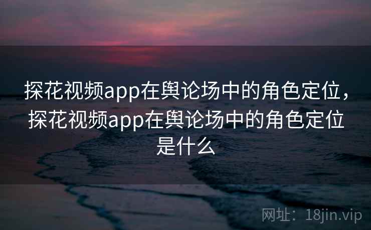 探花视频app在舆论场中的角色定位，探花视频app在舆论场中的角色定位是什么